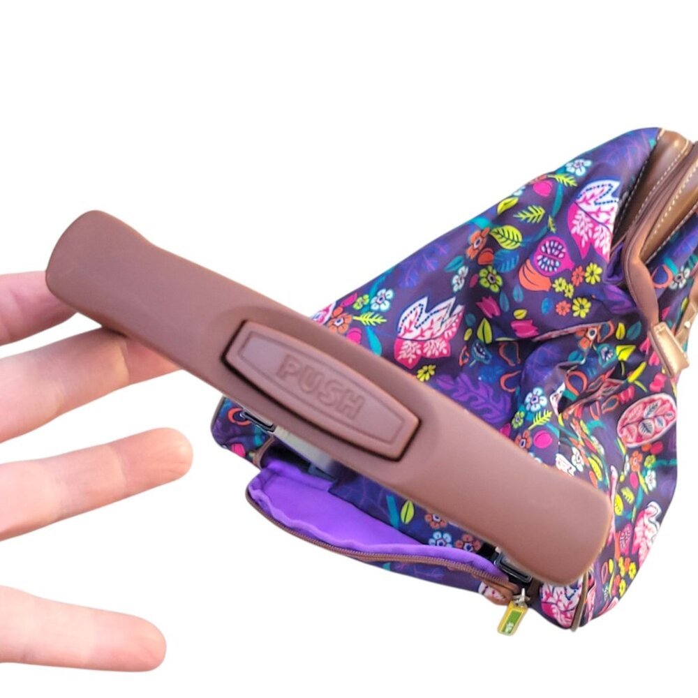 Lily Bloom Wheeled Duffel Bag 20" Raking It In Living Large Purple Floral Mater - Picture 16 of 16